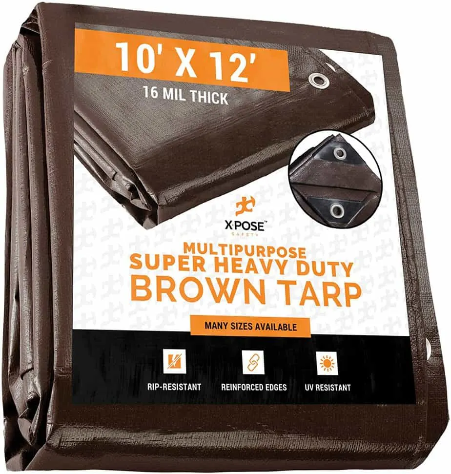 Super Heavy Duty 16 Mil Brown Poly Tarp Cover