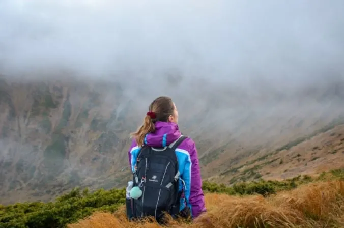backpack on mountain