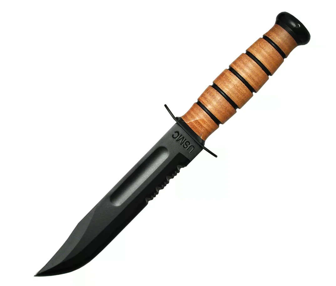 KA-BAR USMC Fixed-Blade Knife with Serrated Edge