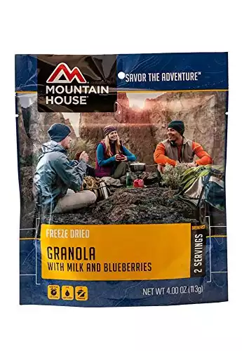 Mountain House Granola With Blueberries and Milk